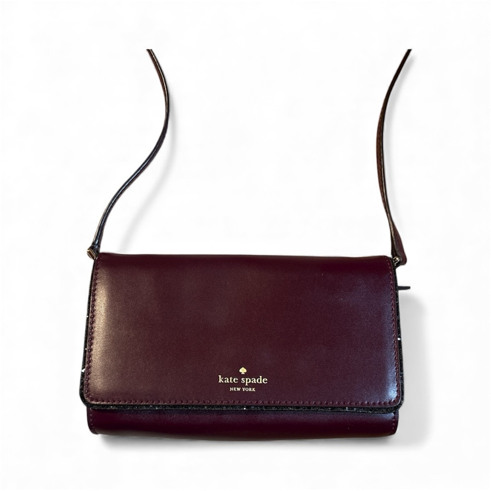 Kate Spade Seton Drive Connie Clutch in Deep Plum - Glitter Sparkle Trim